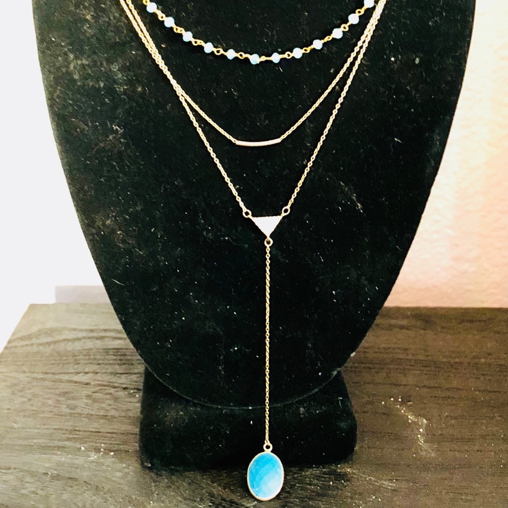 Multi layer gold filled turquoise necklace